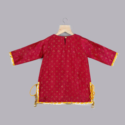 Crimson Pink and Yellow Sharara Set - ITSYBOO