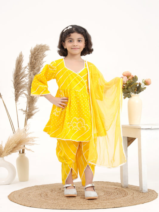 Yellow Cotton Dhoti Set of 3
