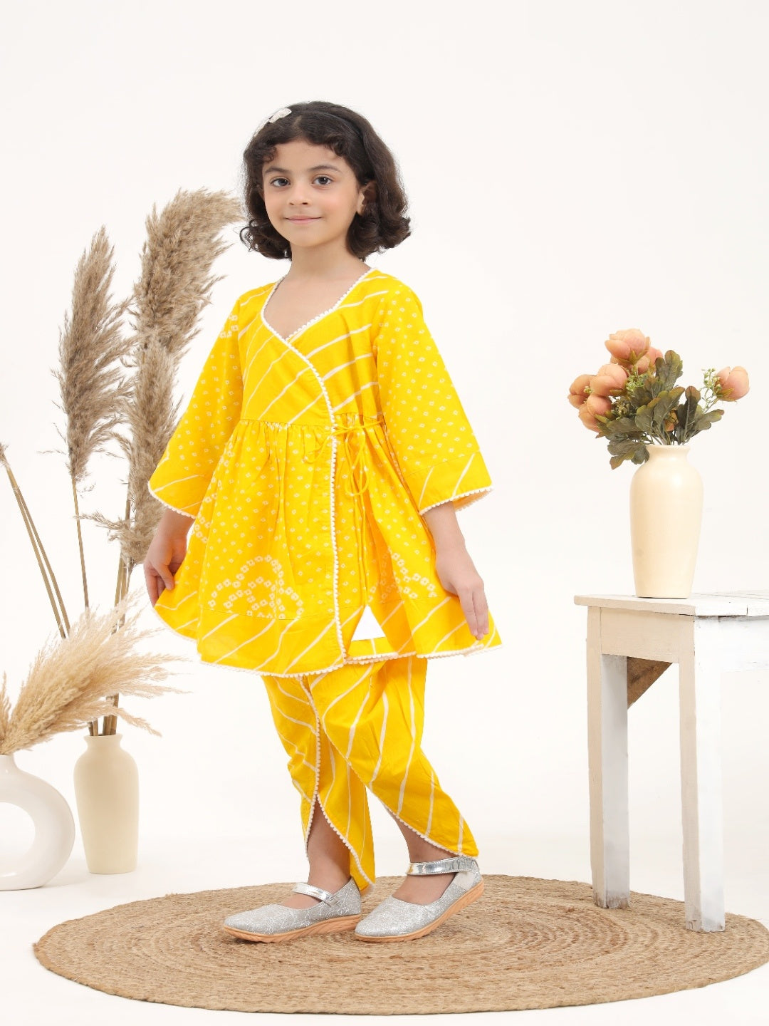 Yellow Cotton Dhoti Set of 3