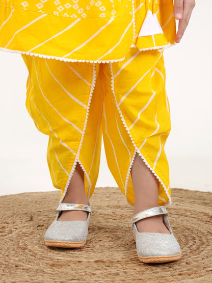 Yellow Cotton Dhoti Set of 3 - ITSYBOO