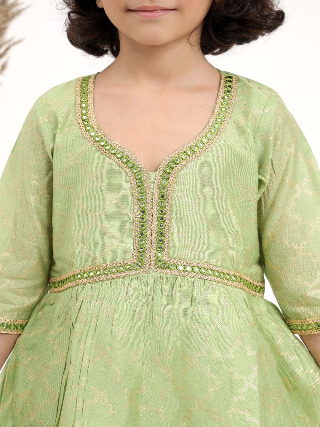 Green Chanderi Sharara Set- of 3
