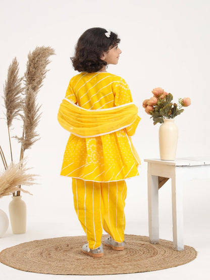 Yellow Cotton Dhoti Set of 3 - ITSYBOO
