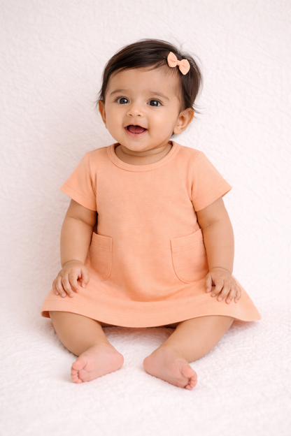 Organic Cotton Baby Dress Peach - ITSYBOO