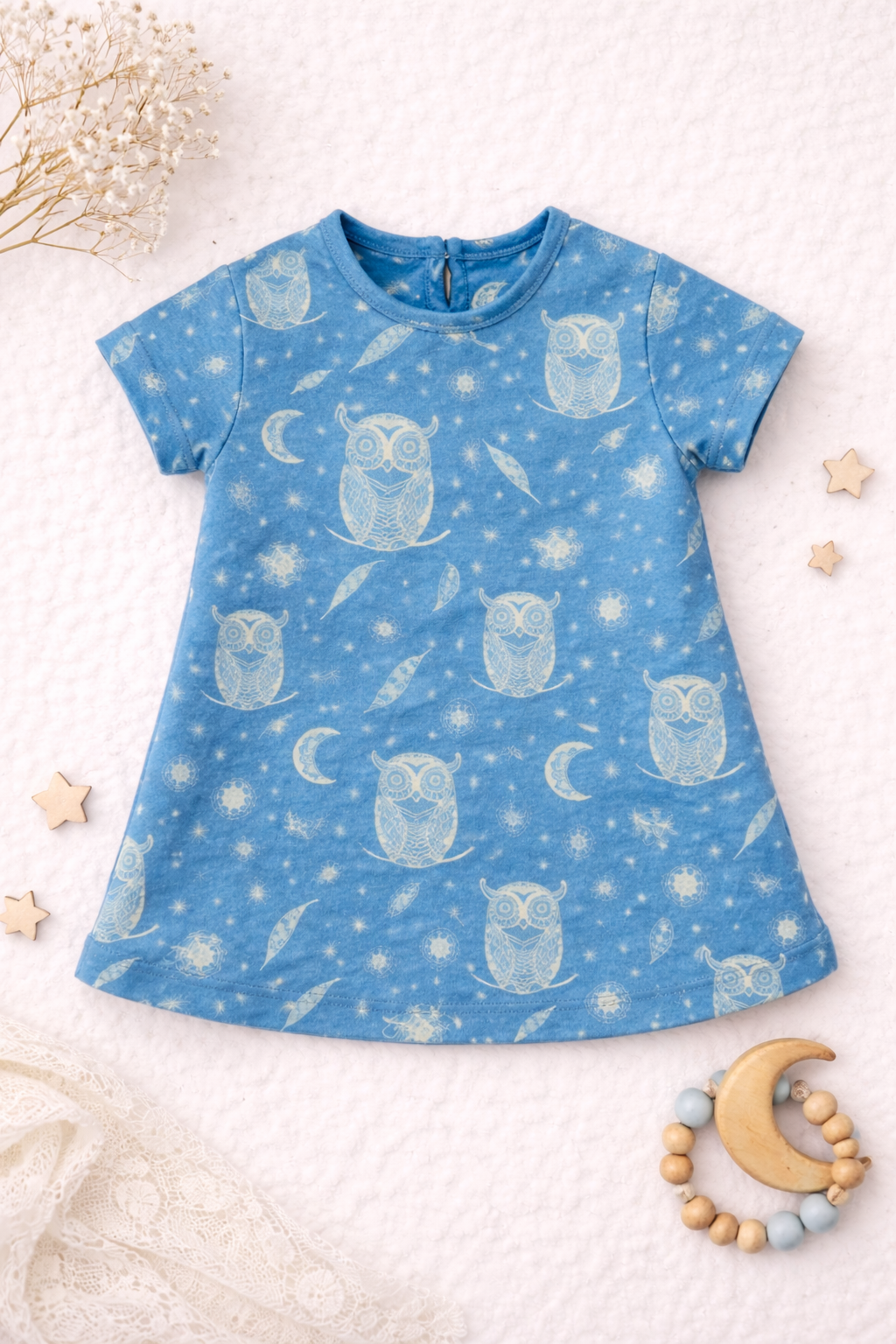 Organic Cotton Baby Dress Owl Print - ITSYBOO