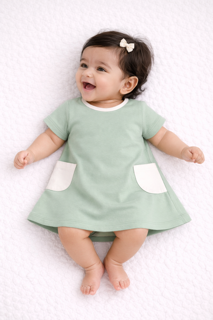 Organic Cotton Baby Dress Green - ITSYBOO