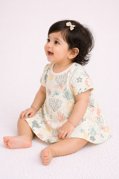 Organic Cotton Baby Dress Reef Print