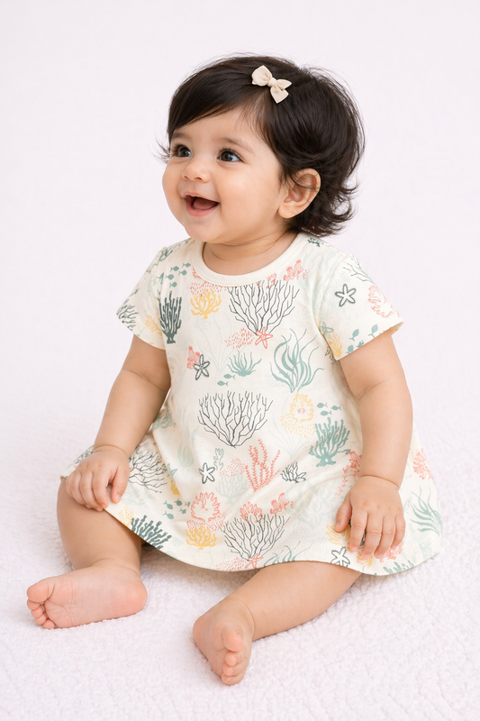 Organic Cotton Baby Dress Reef Print