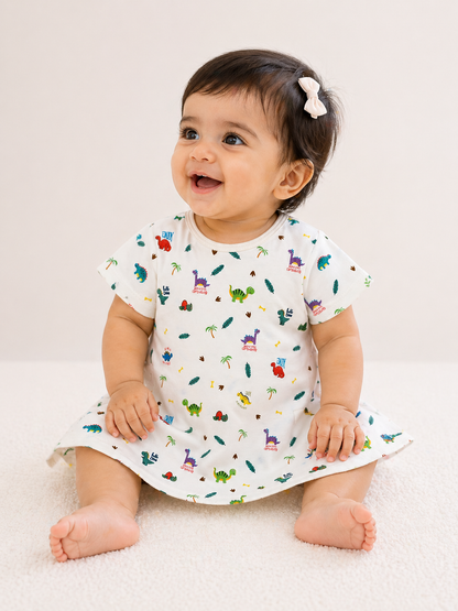 Organic Cotton Baby Dress Dino Print