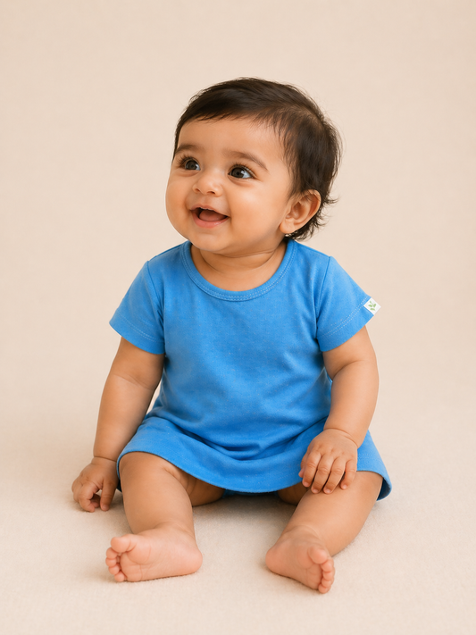 Organic Cotton Baby Dress Aqua - ITSYBOO