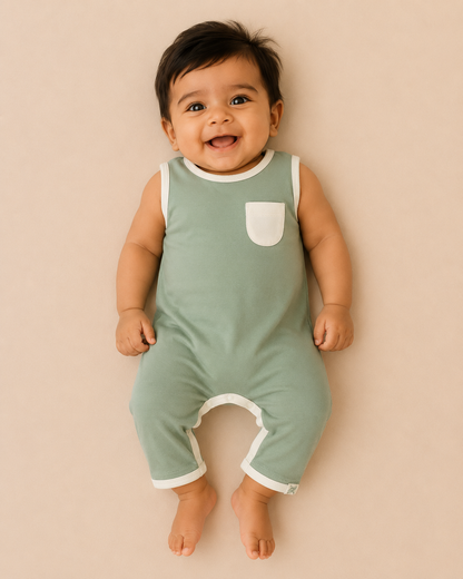 SLEEVELESS ROMPER- SAGE GREEN - ITSYBOO