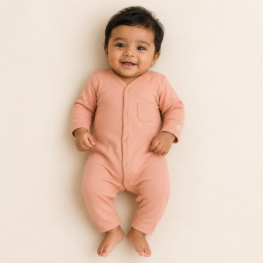 FULL SLEEVE ROMPER- CORAL BLUSH - ITSYBOO