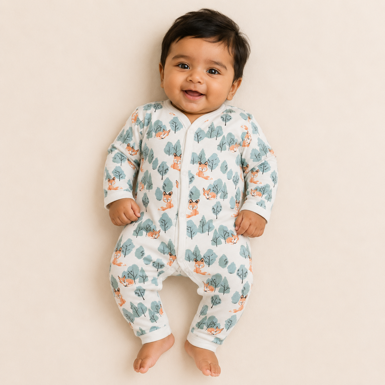 FULL SLEEVE ROMPER- CRAFTY FOX - ITSYBOO