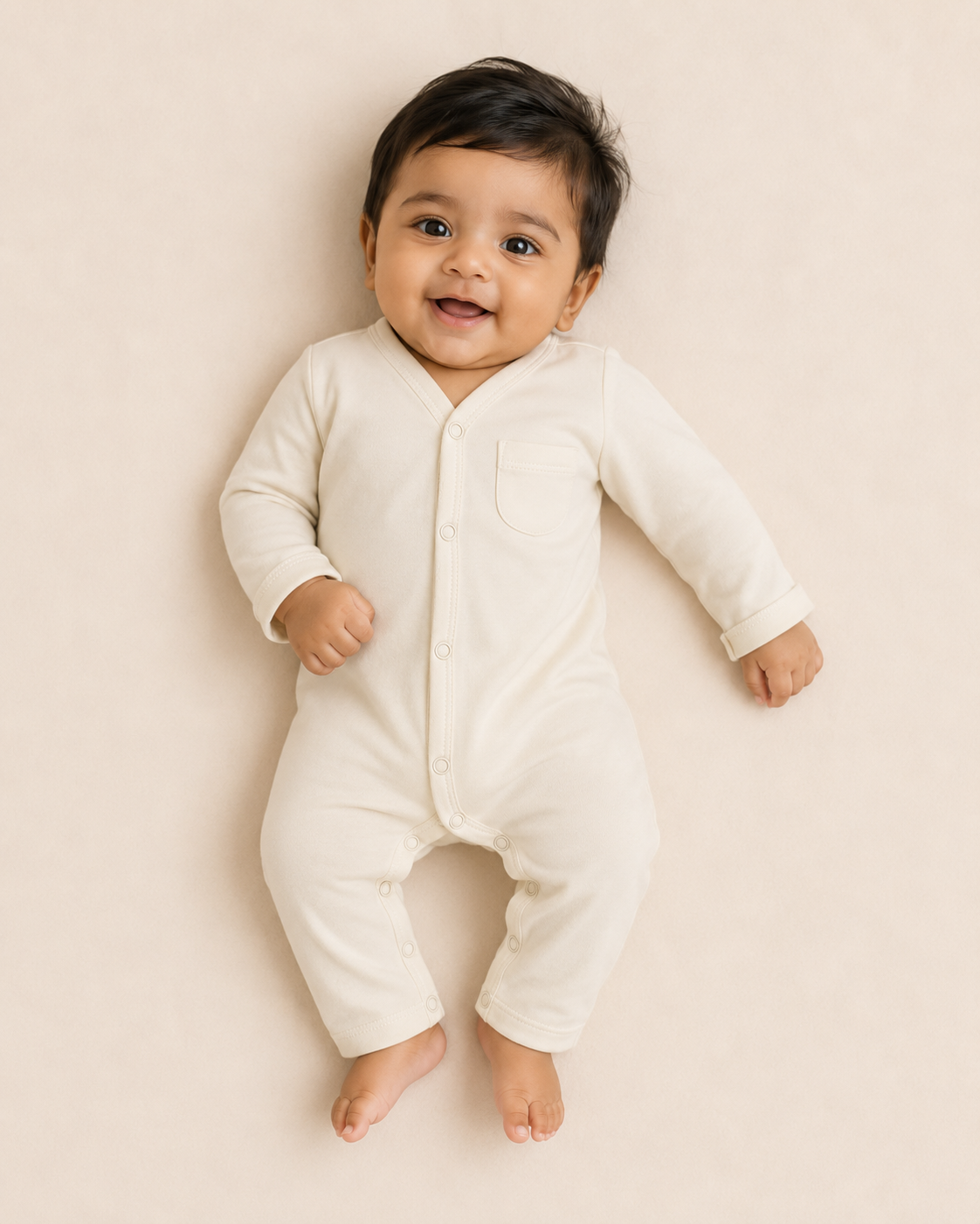 FULL SLEEVE ROMPER- CHALK WHITE - ITSYBOO