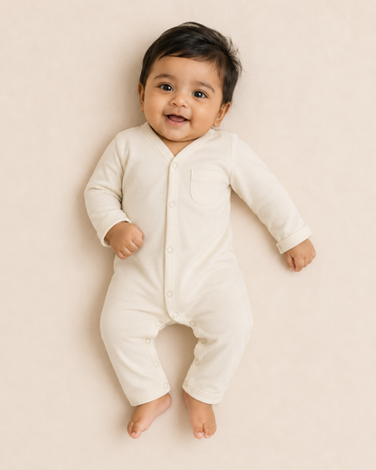 FULL SLEEVE ROMPER- CHALK WHITE - ITSYBOO