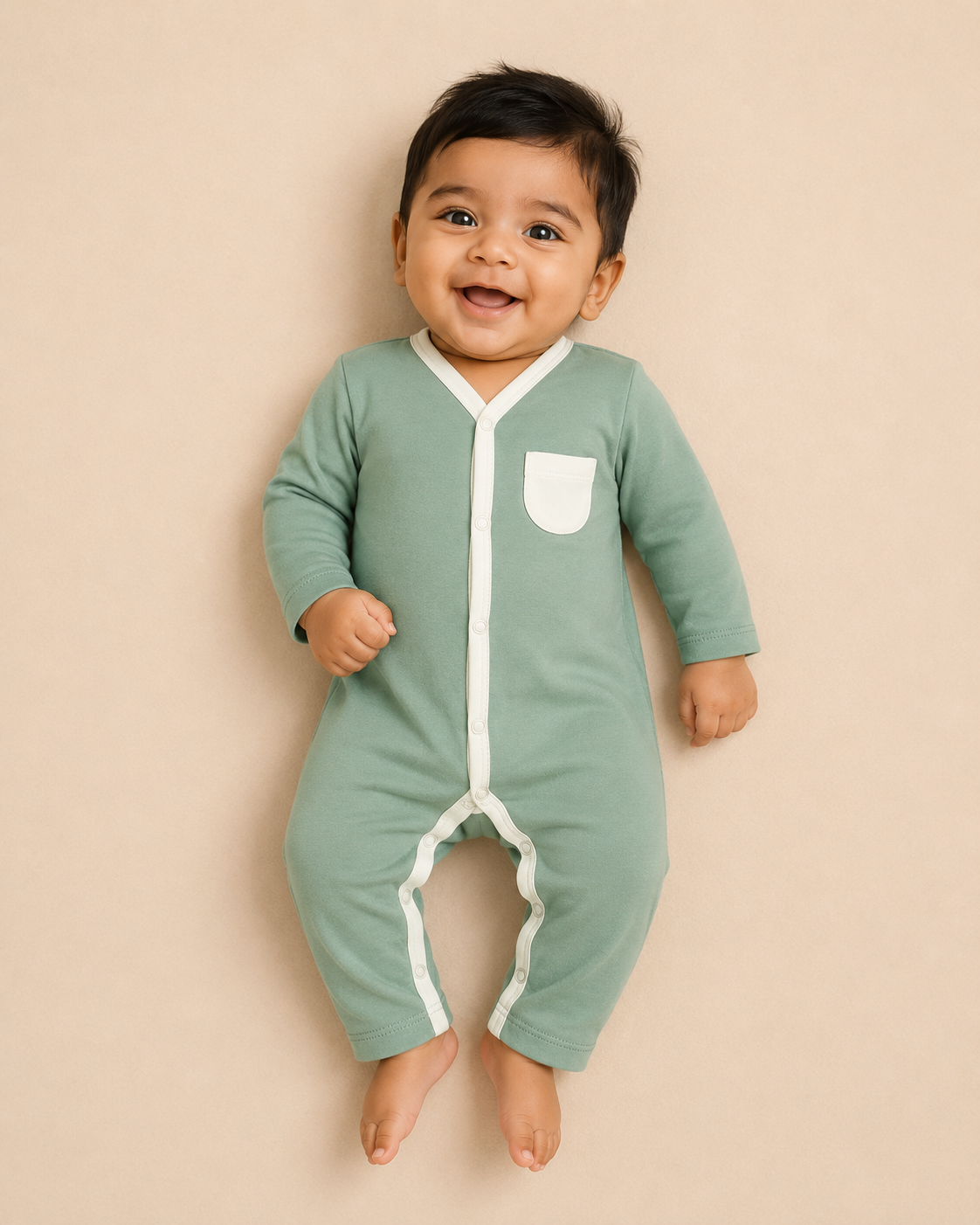FULL SLEEVE ROMPER- SAGE GREEN - ITSYBOO