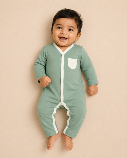 FULL SLEEVE ROMPER- SAGE GREEN - ITSYBOO