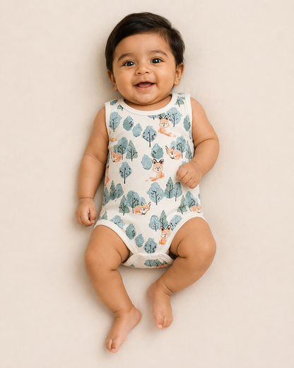 SLEEVELESS ONESIE- CRAFTY FOX - ITSYBOO