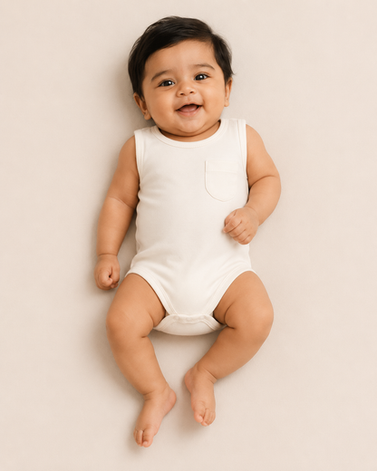 SLEEVELESS ONESIE- CHALK WHITE - ITSYBOO
