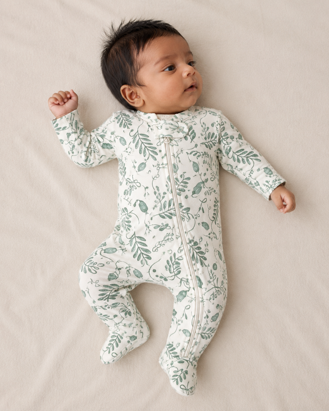 Lentil Print Organic Cotton Baby Footsie with Booties
