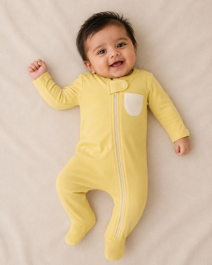 Yellow Organic Cotton Baby Footsie with Booties - ITSYBOO