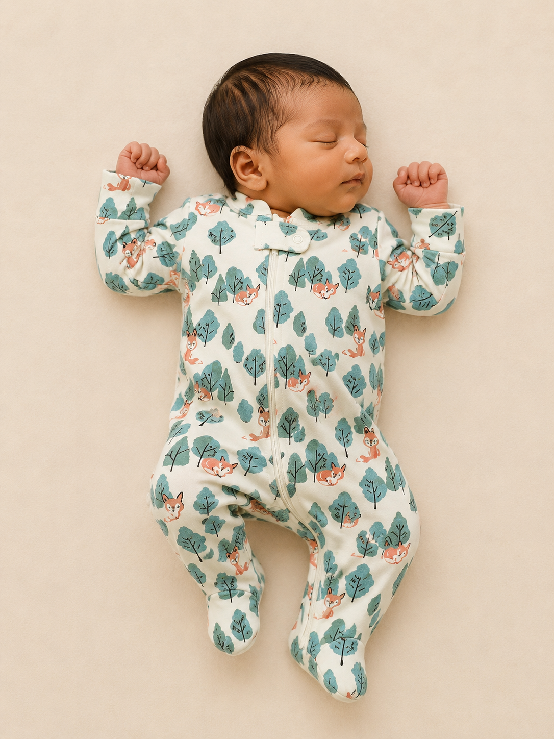 Fox Print Organic Cotton Baby Footsie with Booties - ITSYBOO