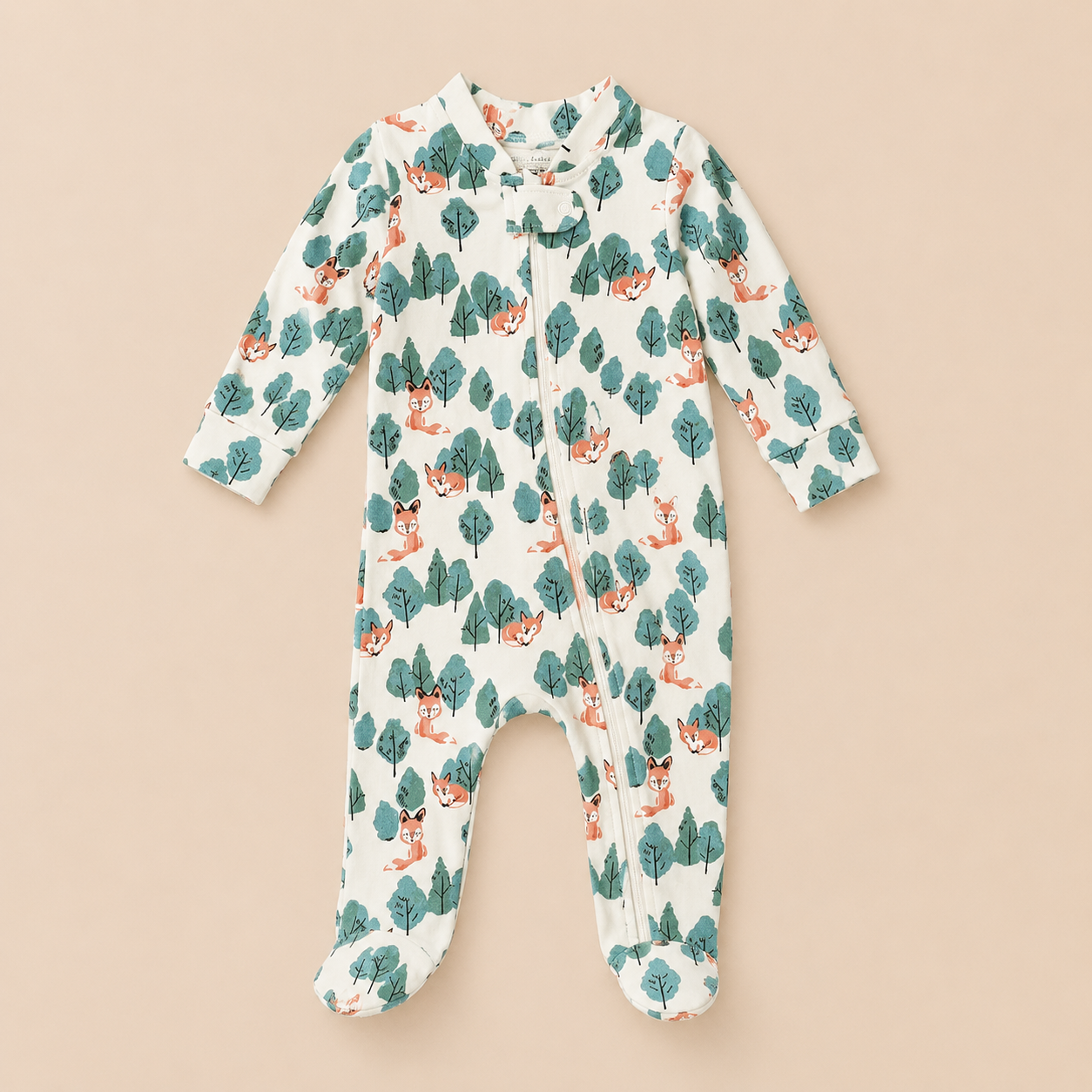 Fox Print Organic Cotton Baby Footsie with Booties - ITSYBOO
