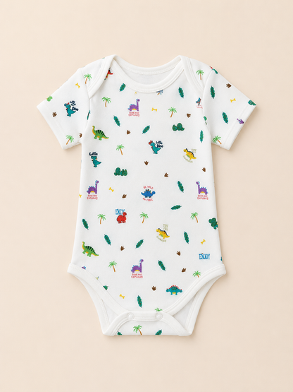 Dino Print Organic Cotton Half Sleeve Onesie for Babies