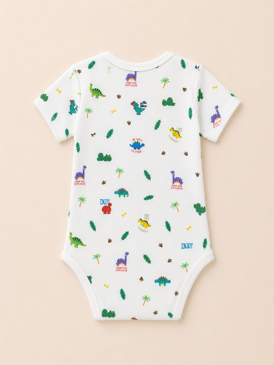 Dino Print Organic Cotton Half Sleeve Onesie for Babies
