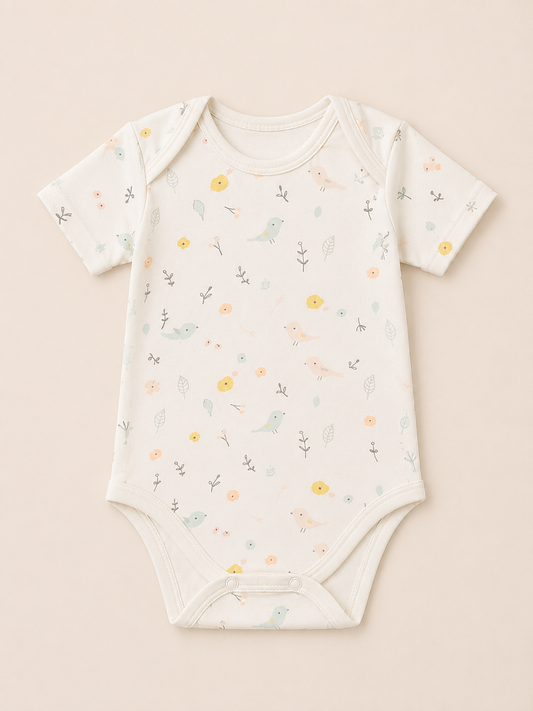 Bird Print Organic Cotton Half Sleeve Onesie for Babies - ITSYBOO