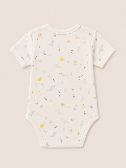 Bird Print Organic Cotton Half Sleeve Onesie for Babies - ITSYBOO