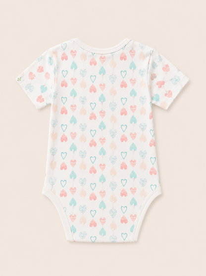Heart Print Organic Cotton Half Sleeve Onesie for Babies