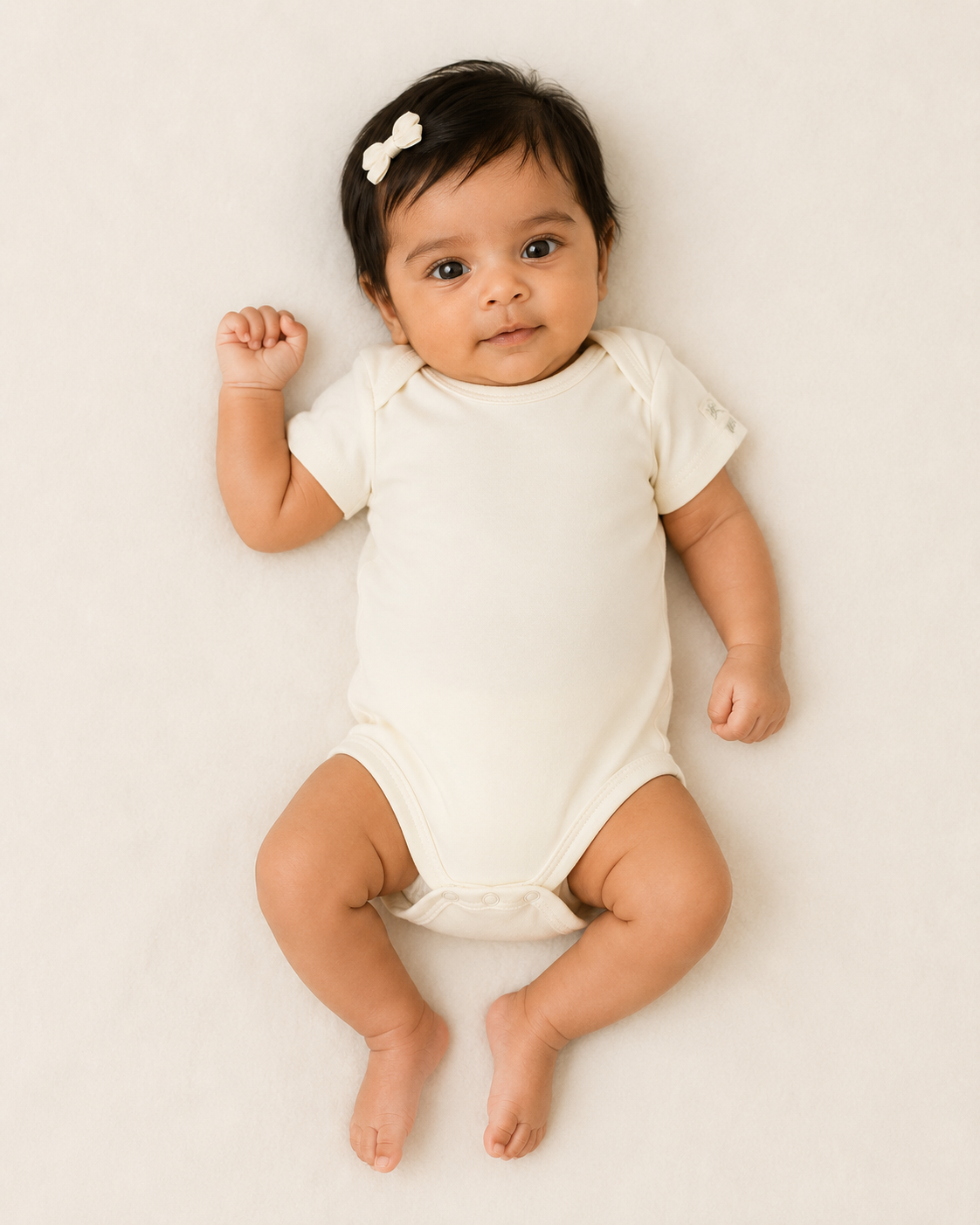 White Organic Cotton Half Sleeve Onesie for Babies