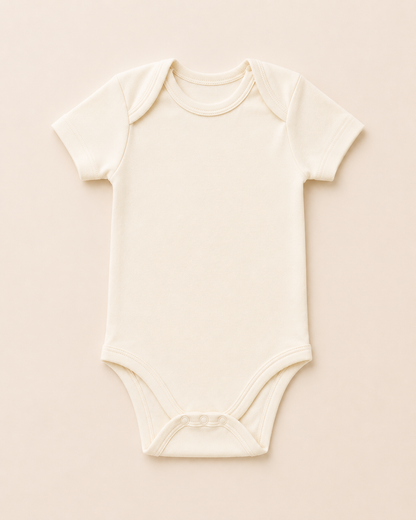 White Organic Cotton Half Sleeve Onesie for Babies