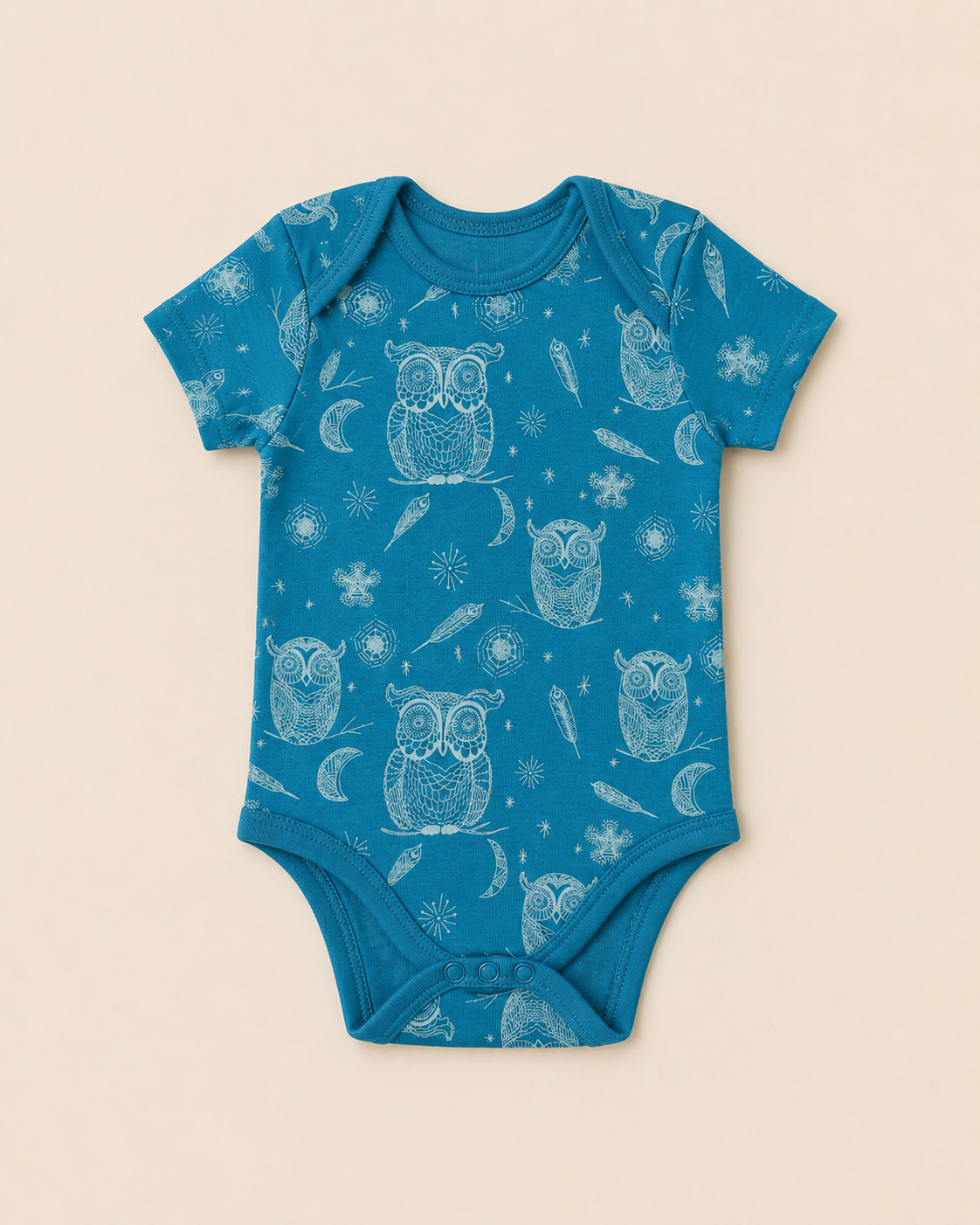 Owl Print Organic Cotton Half Sleeve Onesie for Babies