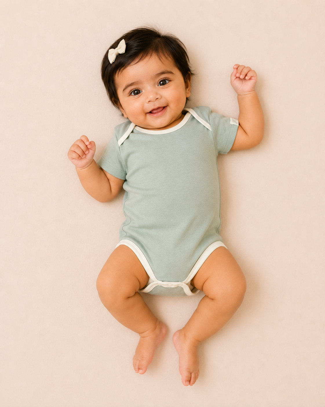 Green Organic Cotton Half Sleeve Onesie for Babies