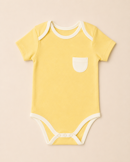 Yellow Organic Cotton Half Sleeve Onesie for Babies