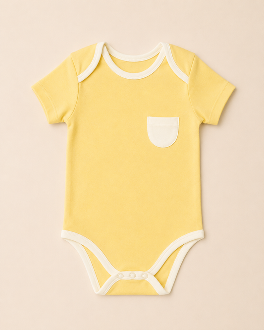 Yellow Organic Cotton Half Sleeve Onesie for Babies - ITSYBOO