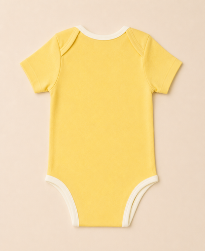 Yellow Organic Cotton Half Sleeve Onesie for Babies