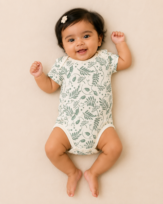 Lentil Print Organic Cotton Half Sleeve Onesie for Babies - ITSYBOO