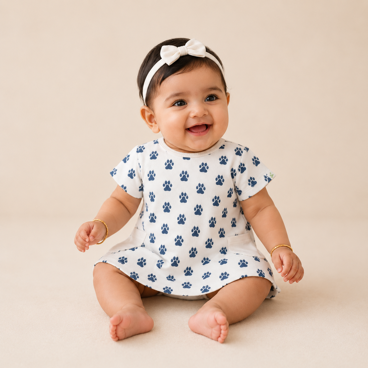 Organic Cotton Baby Dress Paw Print - ITSYBOO