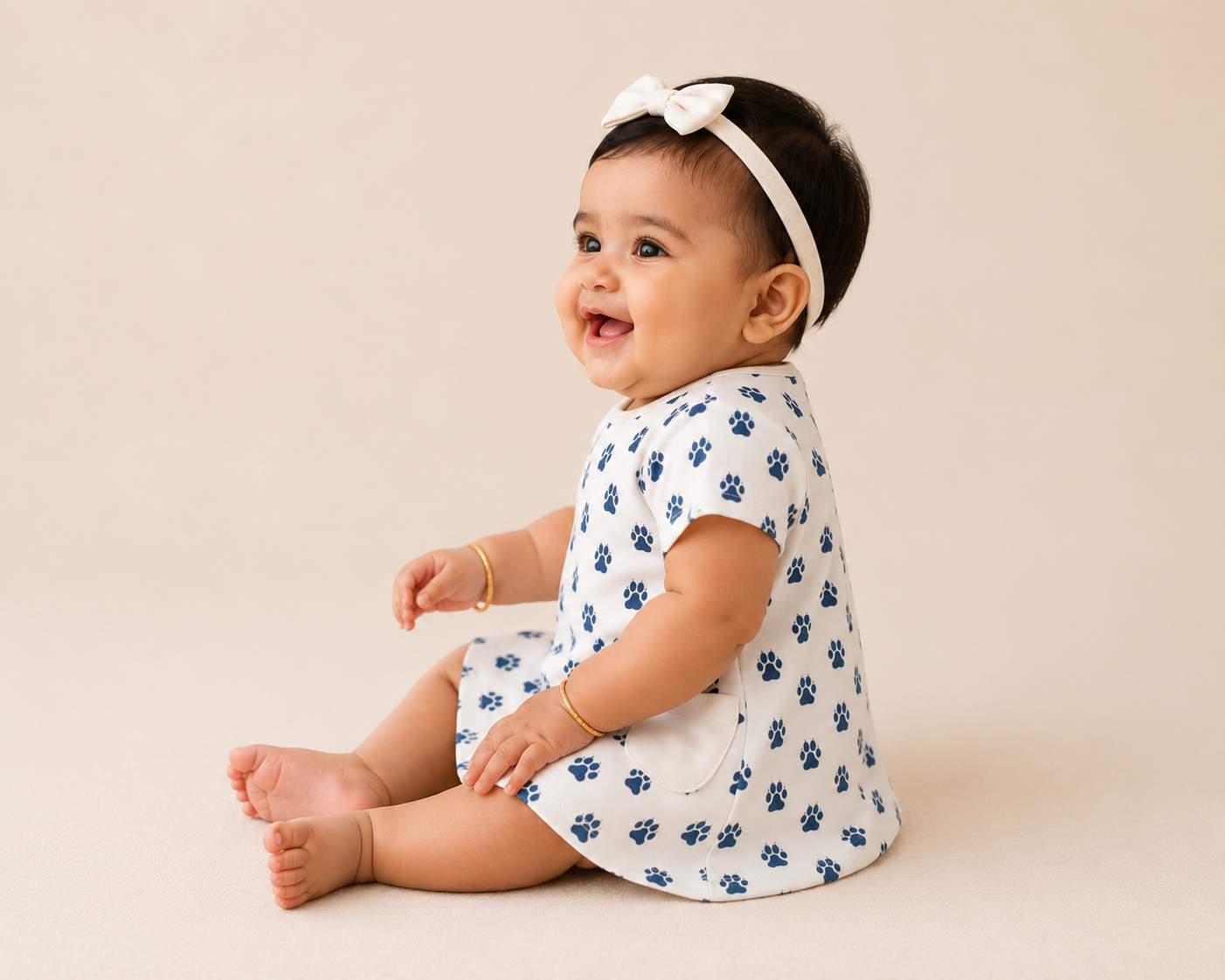 Organic Cotton Baby Dress Paw Print - ITSYBOO