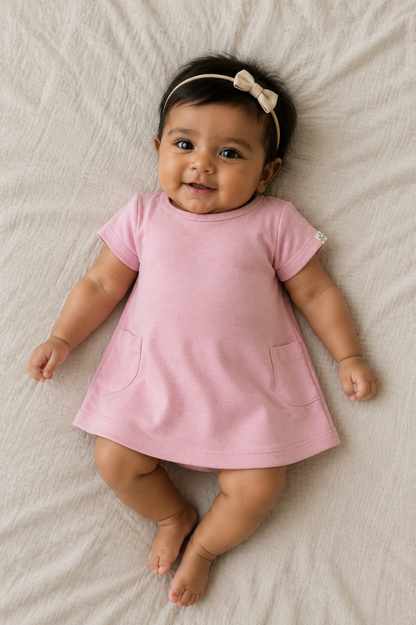 Organic Cotton Baby Dress Pink - ITSYBOO