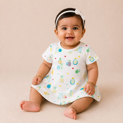 Organic Cotton Baby Dress Pineapple Print - ITSYBOO