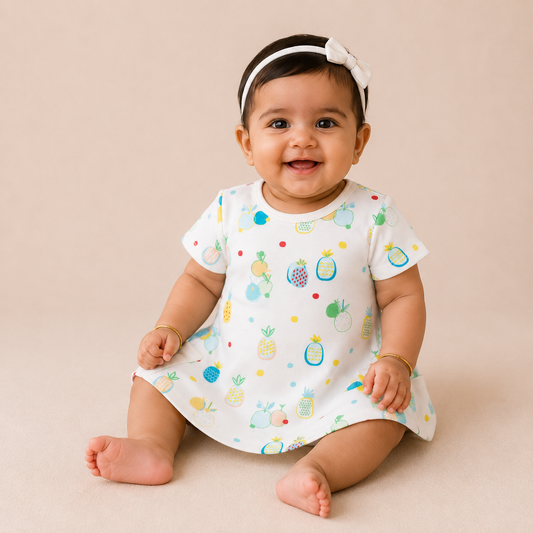 Organic Cotton Baby Dress Pineapple Print - ITSYBOO