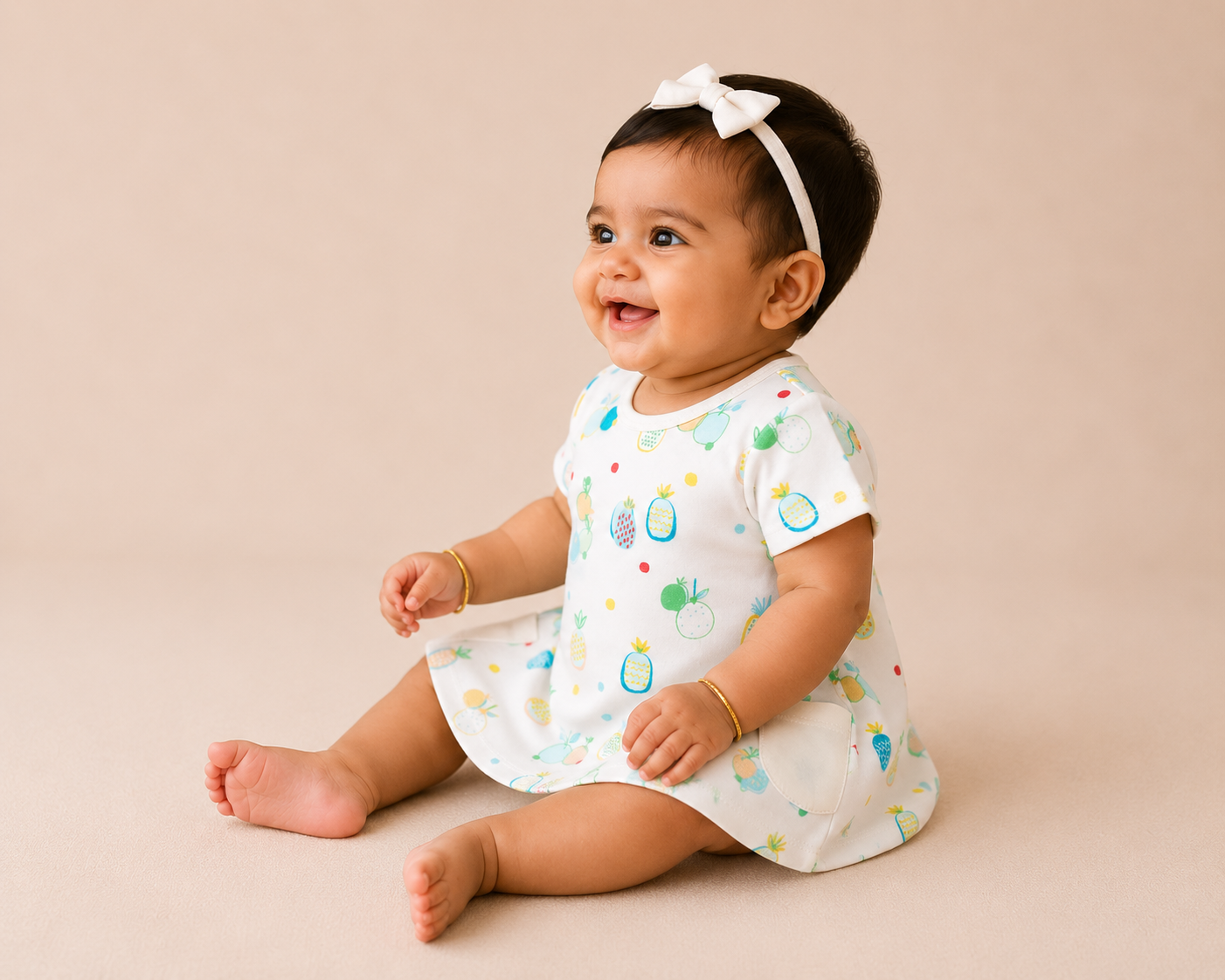 Organic Cotton Baby Dress Pineapple Print - ITSYBOO