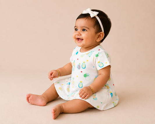 Organic Cotton Baby Dress Pineapple Print - ITSYBOO