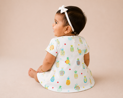 Organic Cotton Baby Dress Pineapple Print - ITSYBOO