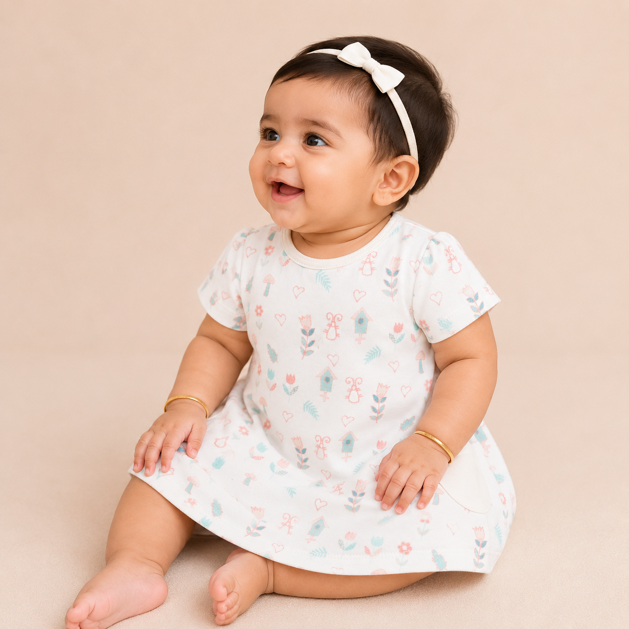 Organic Cotton Baby Dress Flower Print - ITSYBOO