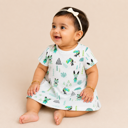 Organic Cotton Baby Dress Jungle Print - ITSYBOO
