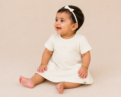 Organic Cotton Baby Dress White - ITSYBOO